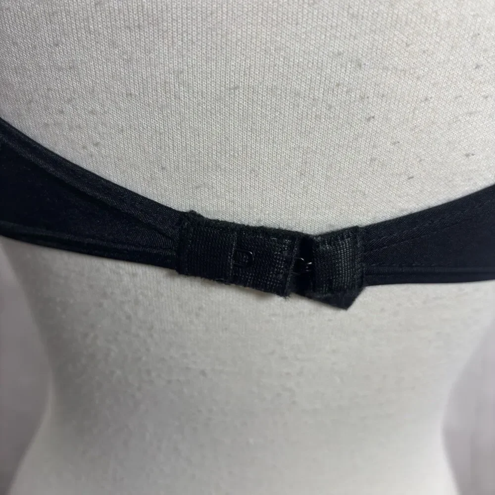 Vintage 90s  Lily of France Lace Plunge Bra 36B Black Lingerie Underwire Unlined